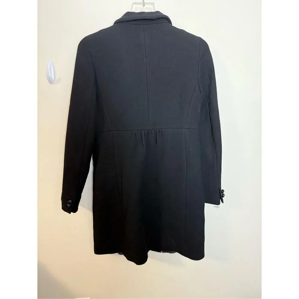 J. Crew Black Overcoat Wool Blend Top Coat Jacket Women’s Size 6 Style 17506 - Picture 4 of 5